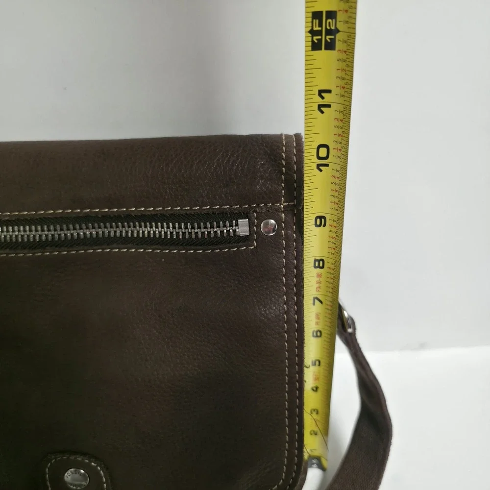 FOSSIL Brown Pebbled Leather Crossbody Messenger Bag Flap Zip Organizer Purse